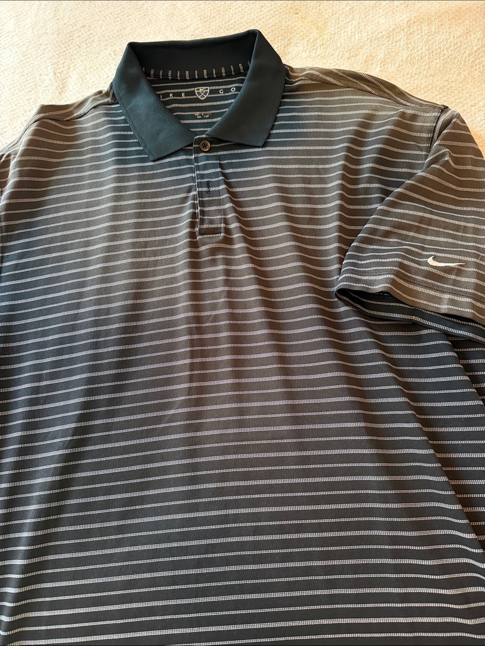 Nike Men’s Black & Gray Striped Performance Polo